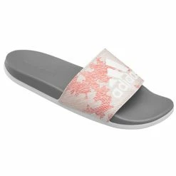 Promo 🧨 Adidas Adilette Cloudfoam 👩 Women's Slide 🩴 Sandals Pink/Gray 😍