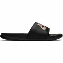 New ✔️ Nike Benassi Just Do It 👩 Women's Slide 🩴 Sandals Black/Gold 👍