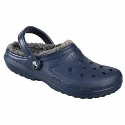 Flash Sale 🎁 Crocs Classic Fuzz-Lined Clogs Navy/Dark Gray 🧨